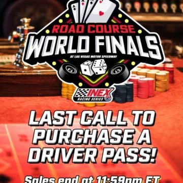 The final day has arrived to purchase a driver pass to Road Course World Finals at Las Vegas Motor Speedway! Click the l...