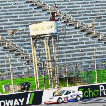 From Pole to Winner’s Circle!💪🏁 Lucas McFall gets the Outlaws Championship Feature victory! #BandoNats