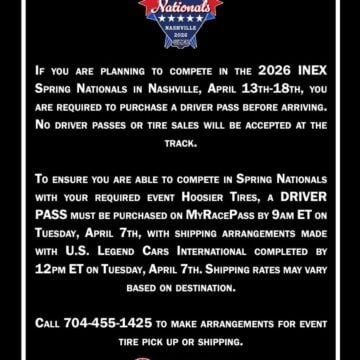 A Message from INEX Racing Series and U.S. Legend Cars International for drivers planning to compete in the 2026 INEX Sp...