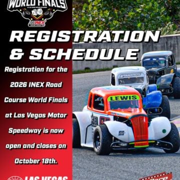 Back to Vegas we go! Registration and Pit Pass sales for the 2026 INEX Road Course for Legend Cars and Bandoleros at @LV...