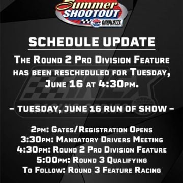 INEX Racing Series and Charlotte Motor Speedway have rescheduled the Cook Out Summer Shootout Round 2 Pro Division Featu...